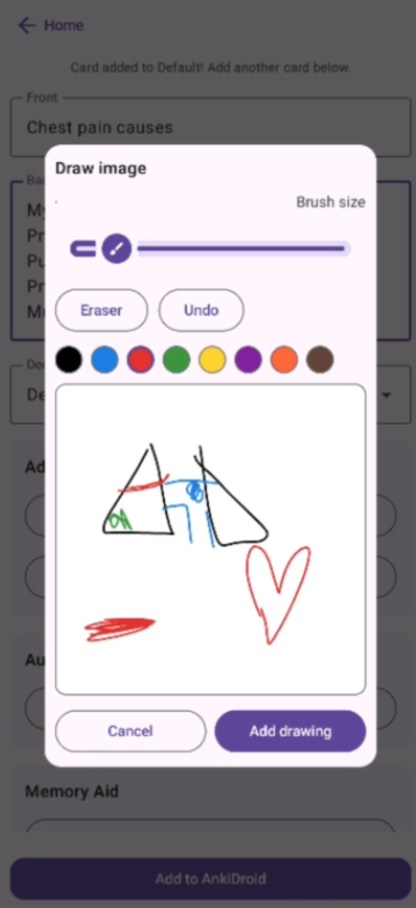 Flashcard with a drawing