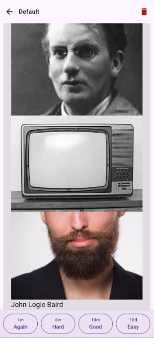 Flashcard with an internet image