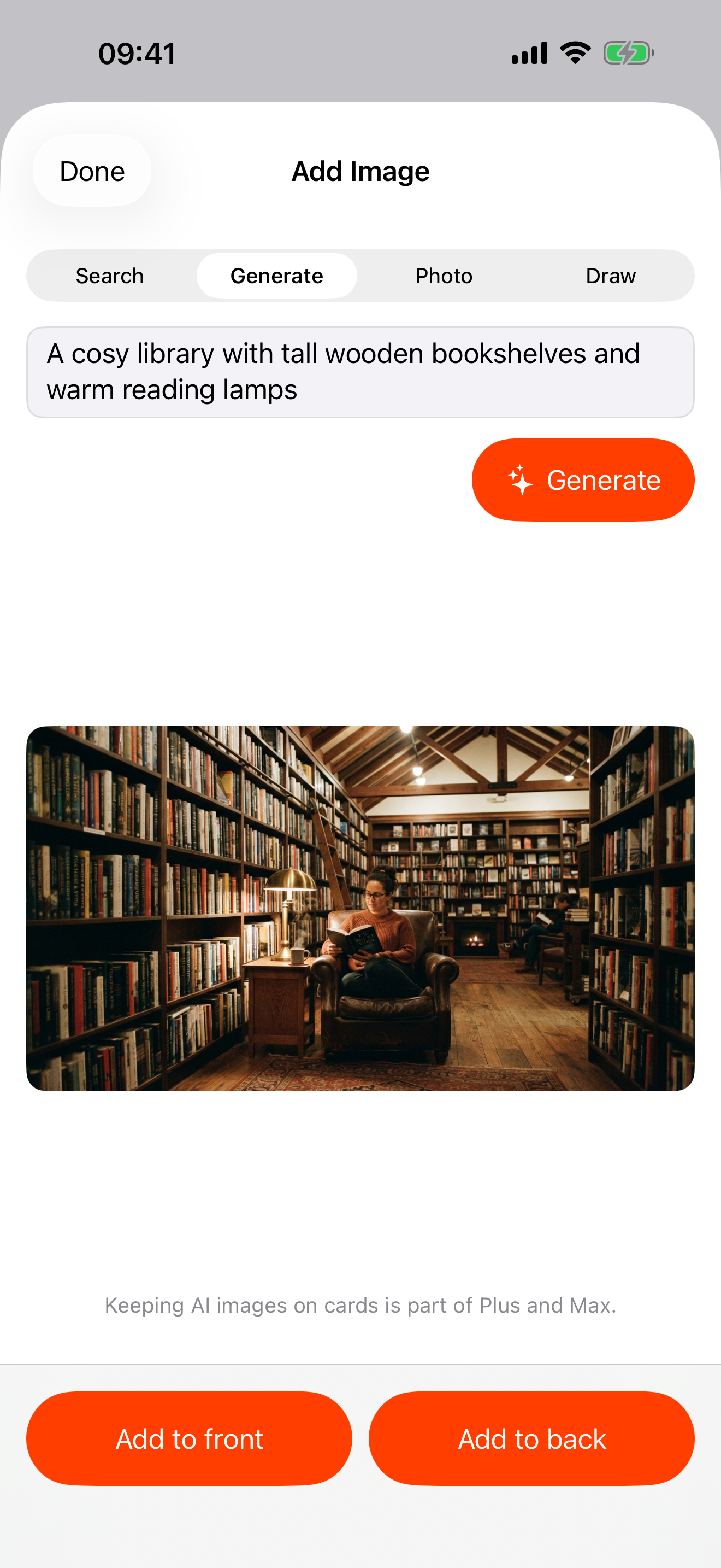 iPhone AI image generator showing a generated visual cue